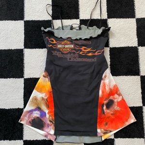Upcycled Harley Davidson mini dress